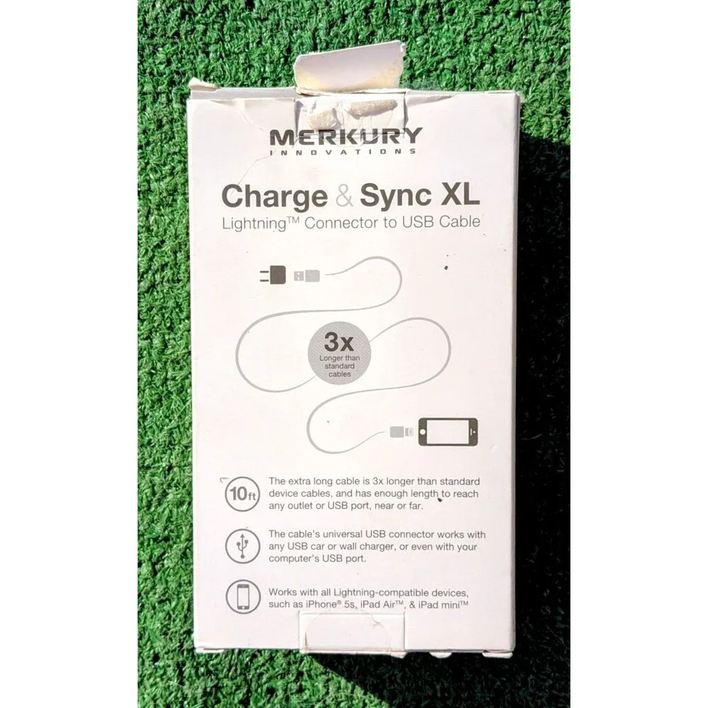 Merkury Innovations 10ft Charge & Sync XL iPod/iPhone/iPad 8pin to USB Cable NIB